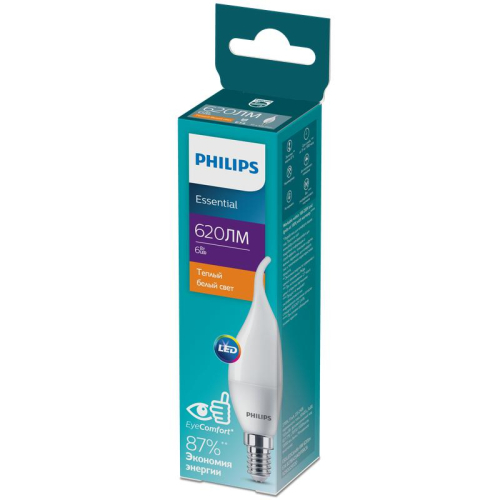 Лампа светодиодная ESS LEDCandle 6W 620lm E14 827BA35FR Philips 929002972007