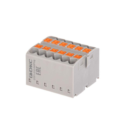 Блок распределительный зажим push-in 12 точек подключения 25кв.мм син. DKC DTP1-012-04SPUB