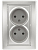 Розетка 2-м СП Plano 1-204-03 16А IP20 250В 2х2P алюм. Intro Б0030066
