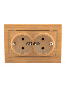 Розетка 2-м Mira с заземл. керамика ясень LEZARD 701-4747-127