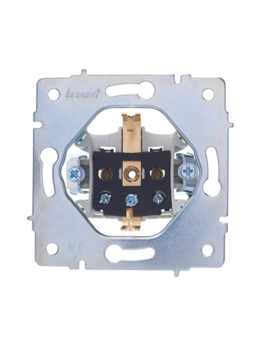 Розетка 1-м СП Vesna с заземл. защ. шторки ПБТ механизм жемчуж./бел. перламутр LEZARD 742-3088-124B