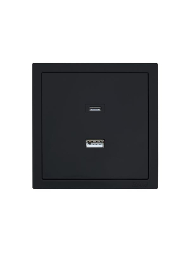 Розетка СП ZIMA IP20 Type-C + USB механизм черн. бархат LEZARD 704-4288-192TC