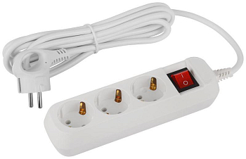 Удлинитель электрический UDL-16-330-ES Greenline 3 розетки с заземлением с выключателем 3м ПВС 3х1кв.мм Эра Б0065056