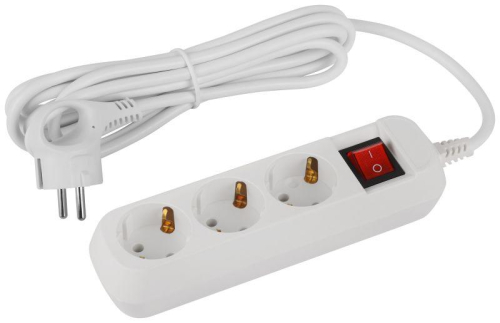 Удлинитель электрический UDL-16-330-ES Greenline 3 розетки с заземлением с выключателем 3м ПВС 3х1кв.мм Эра Б0065056