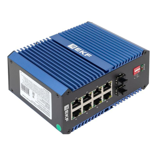 Коммутатор неуправляемый промышленный U-2GX/SFP-8GTP 2 порта 1000Base-X SFP 8 портов 10/100/1000Base-T(X) RJ45 c PoE монтаж на DIN-рейку TSX EKF TSX-U-2GX/SFP-8GTP