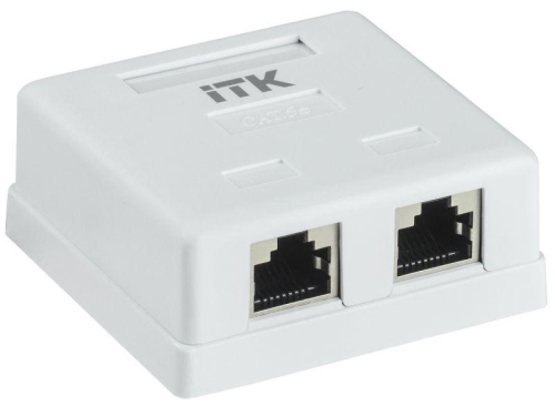 Розетка компьютерная 2-м ОП RJ45 кат.5E FTP ITK CS2-1C5EF-22