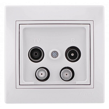 Розетка телевизионная оконечная TV/R/SAT/SAT 2-м Mira с бел. вставкой бел. LEZARD 701-0202-159