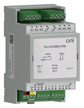 Расширение коммутирующее 7 DI 6 DO макс. п. ток 80А ПЛК W. ONI PLC-W-EMD-0706