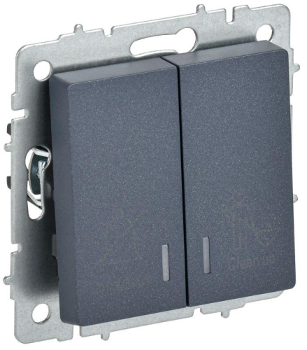 Выключатель 2-кл. BRITE 10А ВС10-2-9-БрМ для отелей с индик. механизм маренго IEK BR-V20-2-10-K35