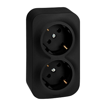 Розетка 2-м ОП Quteo 16А IP20 250В 2х2P+E с заземл. защ. шторки черн. матов. IEK 782475