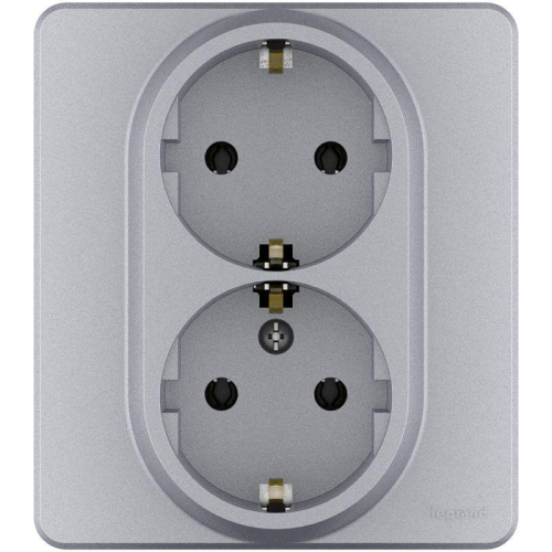 Розетка Inspiria 16А 250В 2х2P+E немецк. стандарт алюм. Leg 673752