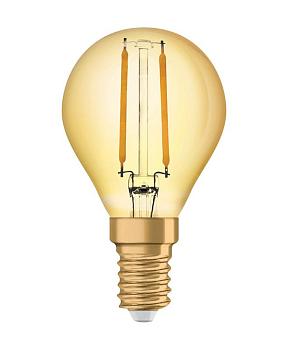 Лампа светодиодная филаментная Vintage 1906 LED CL P FIL GOLD 22 non-dim 2.5W/824 2.5Вт 2400К тепл. бел. E14 220лм 220-240В (замена 22Вт) зол. OSRAM 4058075290815