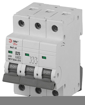 Выключатель автоматический 3п D 25А 4.5кА ВА47-63 PRO ЭРА Б0059479