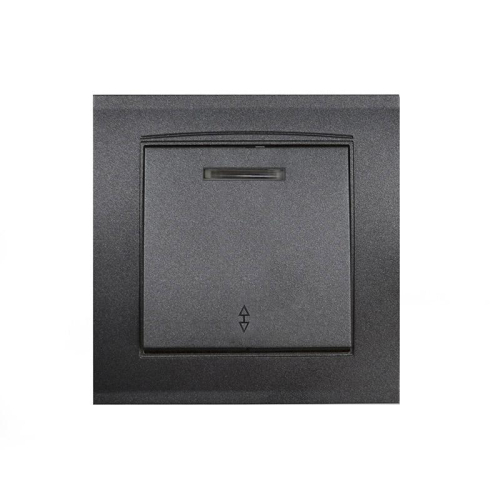 Переключатель проходной 1-кл. СП Бриллиант 10А IP20 с подсветкой в сборе графит Universal 7947380