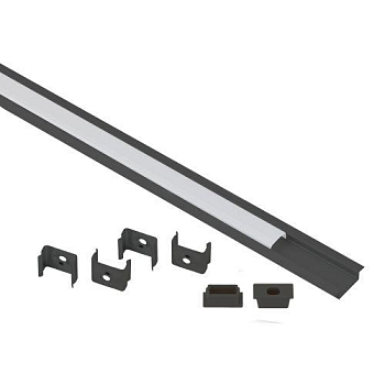 Комплект с врезным анодированным профилем 2206B 22х6мм. 2м черн. САВ251 Эра Б0062792