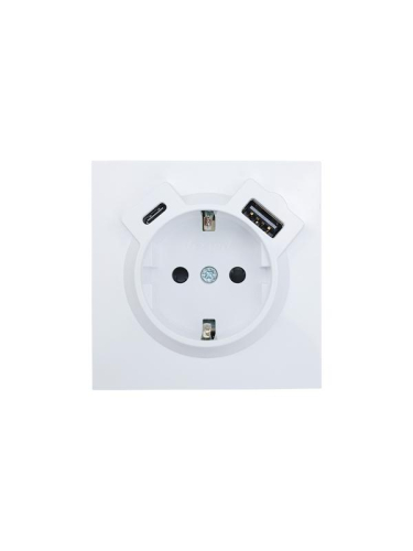 Розетка 1-м СП ZIMA IP20 Type-C + USB с заземл. механизм бел. LEZARD 704-0288-181TC