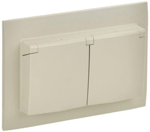 Розетка 2-м SKANDY 16А IP44 с крышкой в сборе SK-R12B беж. IEK SK-R26-16-44-K10-F