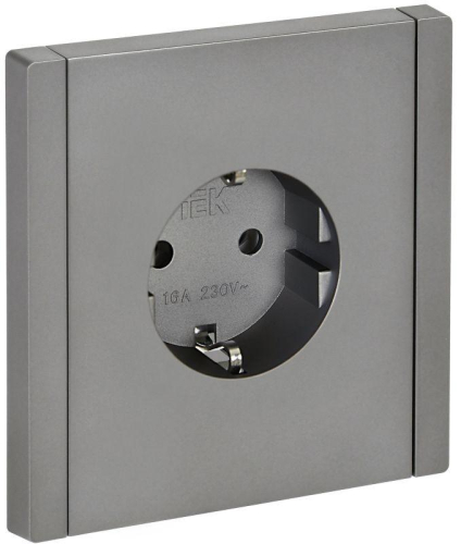 Розетка СП FORTE&PIANO FP514 16А с заземл. без защ. шторок безвинт. крепл. сталь IEK FP-R11-16-1-K46