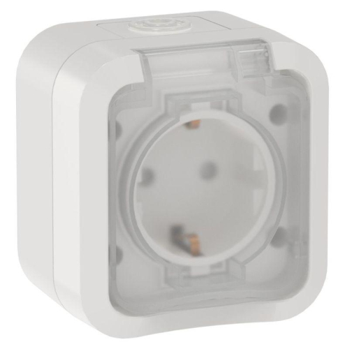 Розетка 1-м ОП TORS 16А IP55 TS320 с заземл. с крышкой бел. IEK TS-R16-16-55-K01