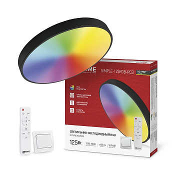 Светильник светодиодный SCANDY SIMPLE-125RGB-RCB 125Вт 3000-6500К 10000лм 230В 400х50мм пульт ДУ черн. IN HOME 4690612062273