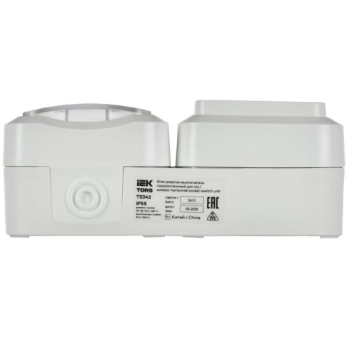 Блок ОП розетка + выключ. горизонт. TORS 16А IP55 TS342 бел. IEK TS-G10-6-55-V-K01