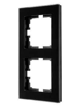 Рамка 2-местн. вертик. VESNA стекло черн. LEZARD 742-5880-152