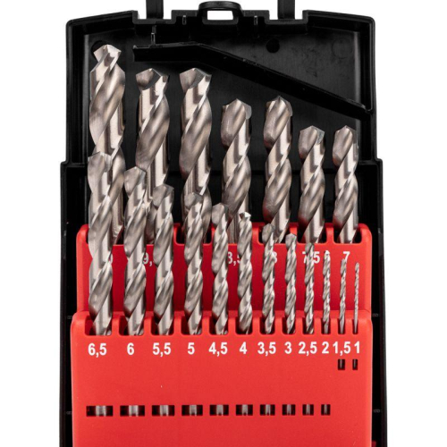 Набор сверл по металлу 1-10мм (через 0.5мм) Р6М5 цилиндрический хвостовик 19шт Kranz KR-91-0635