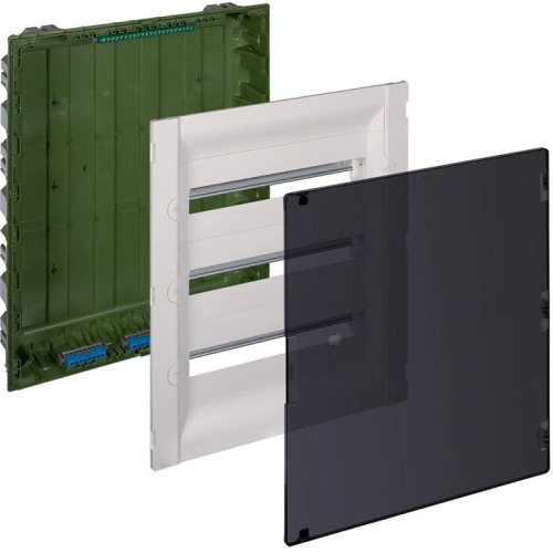 Щиток распределительный СП Practibox3 IK 07 3 рейки 54мод. с клеммник. заземл. и нейтрали IP40 прозр. дверь Leg 401758