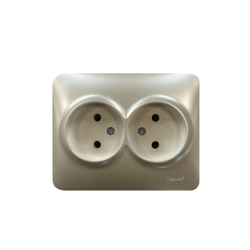 Розетка 2-м СП ASTI 16А IP20 без заземл. термопласт жемчуж./бел. перламутр. LEZARD 7081-3000-128B