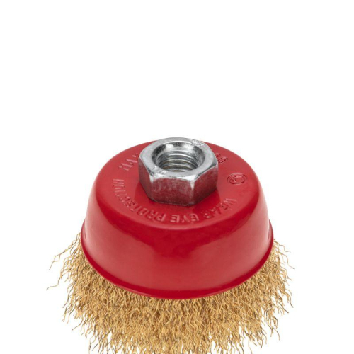 Щетка чашечная для УШМ витая латунированная проволока 75мм М14 Kranz KR-91-1212