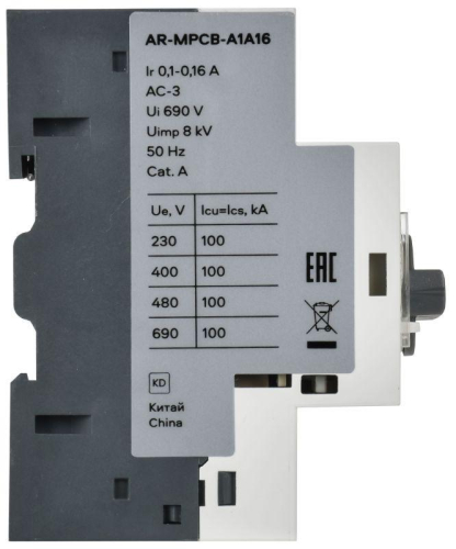 Выключатель автоматический защиты двигателя A1 GV2P 0.1-0.16А ARMAT IEK AR-MPCB-A1A16