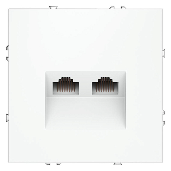 Розетка компьютерная 2-м СП S70 RJ45 + RJ45 кат.6 механизм бел. матов. Voltum VLS060202