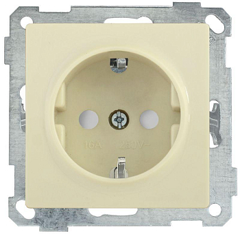 Розетка 1-м СП Bolero РС14-1-0-Б 16А IP20 с заземл. защ. шторки механизм крем. IEK ERB14-K33-16
