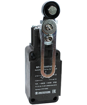 Выключатель путевой ВП 36-2545П-66 У2 рычаг с пластик. роликом регулир. по длине 1з+1р инерционный 30х60мм без сальника 3А IP66 Электротехник ET010892