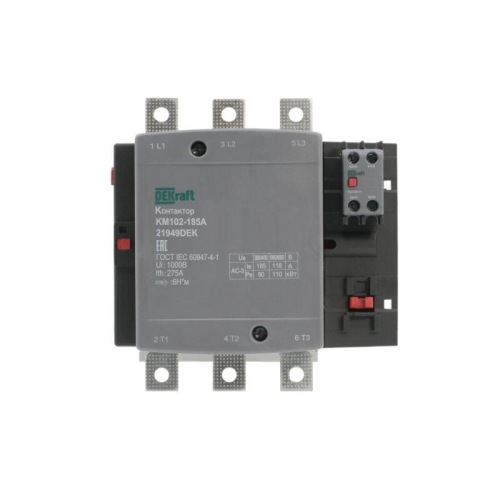 Контактор 185А 220В АС АС3 АС4 1НО+1НЗ КМ-102 DEKraft 21949DEK