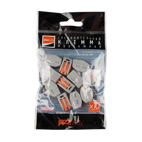 Клемма монтажная рычажного соединения PTC-2P 222-412 BL/10 450В 32А 0.08-2.5(4.0)кв.мм Jazzway 5050709