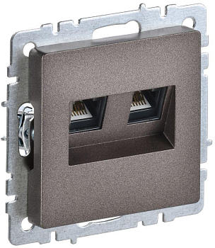 Розетка компьютерная двойная СП RJ45 кат.6 BRITE РК11-2-БрТБ механизм бронза IEK BR-K20-2-K45