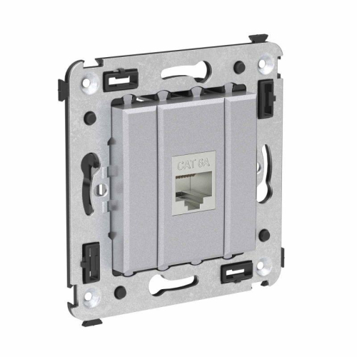 Розетка компьютерная 1-м СП Avanti "Закаленная сталь" RJ45 кат.6A без шторок экранир. механизм DKC 4404773