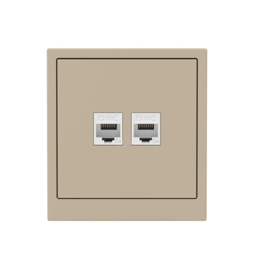 Розетка компьютерная 2-м KANT RJ45 кат.5E без шторки ванильн. марципан DKC 7015664