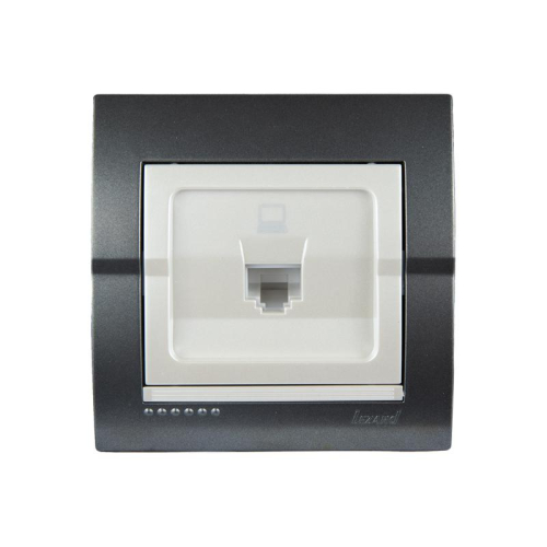 Розетка компьютерная СП Deriy RJ45 темн. сер./жемчуж./бел. метал. LEZARD 702-2930-139