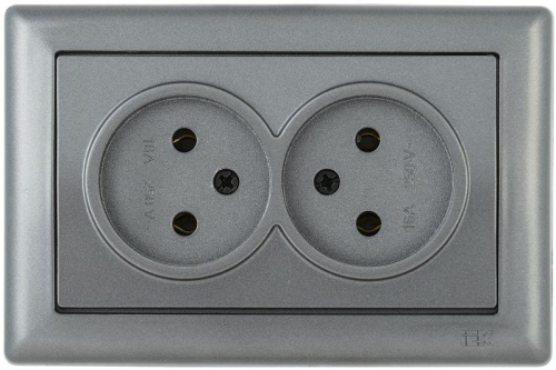 Механизм розетки 2-м СП Bolero РС20-1-0-БА 10А IP20 без заземл. антрацит IEK ERB20-K95-10