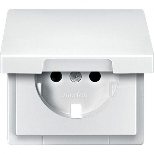 Плата центральная 1-м СП Merten IP20 защ. шторки с крышкой для механизма розетки Schuko QF SD полярн. бел. SchE MTN2340-4019