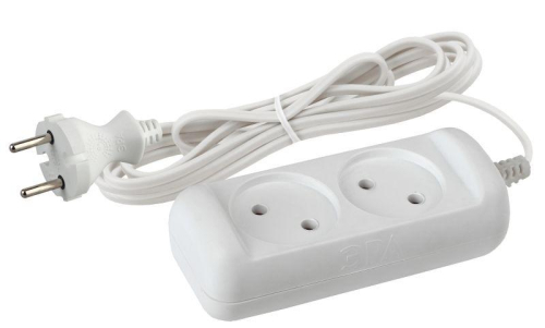 Удлинитель 2х5м без заземл. 6А IP20 1300Вт UX-2-5m ШВВП 2х0.75 ЭРА Б0023149