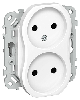 Розетка 2-м СП FLITE РС02-1-ФлБ 10А без заземл. без защ. шторок безвинтовое крепление механизм бел. IEK FI-R20-10-1-K01