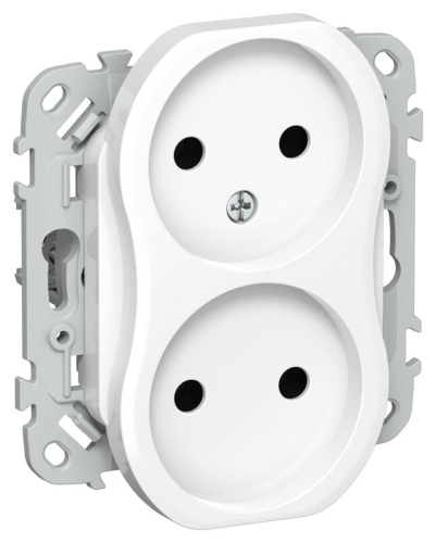 Розетка 2-м СП FLITE РС02-1-ФлБ 10А без заземл. без защ. шторок безвинтовое крепление механизм бел. IEK FI-R20-10-1-K01