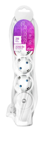 Удлинитель 4х3м с заземл. 10А IP20 ПВС 3х0.75 с выкл. защ. шторки REV 32014 4