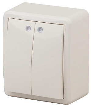 Выключатель 2-кл. ОП Эра Эксперт 10А IP20 11-1205-02 250В 10AX с подсветкой сл. кость Эра Б0020667