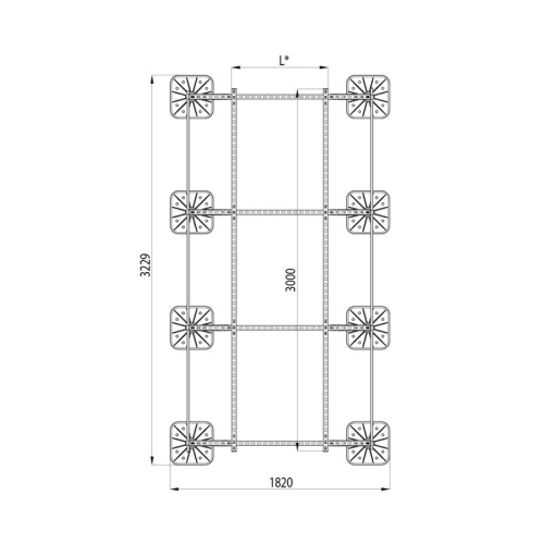 Конструкция опорная для установки оборудования TECHNORAPTOR FOOT 1500х3000 тип 2 KM-TR-F-SSEI-1500-3000-2 КМ TR0032