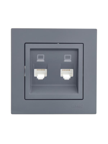 Розетка компьютерная 2-м СП Vesna механизм графит LEZARD 742-3488-141