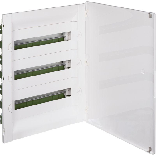 Щиток распределительный СП Practibox3 IK 07 3 рейки 54мод. с клеммник. заземл. IP40 бел. дверь Leg 401718